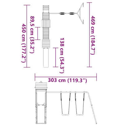 Set Joacă Exterior Lemn Pin - Tobogan și Leagăne