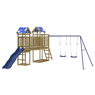Set Joacă Exterior Lemn Pin - Tobogan și Leagăne