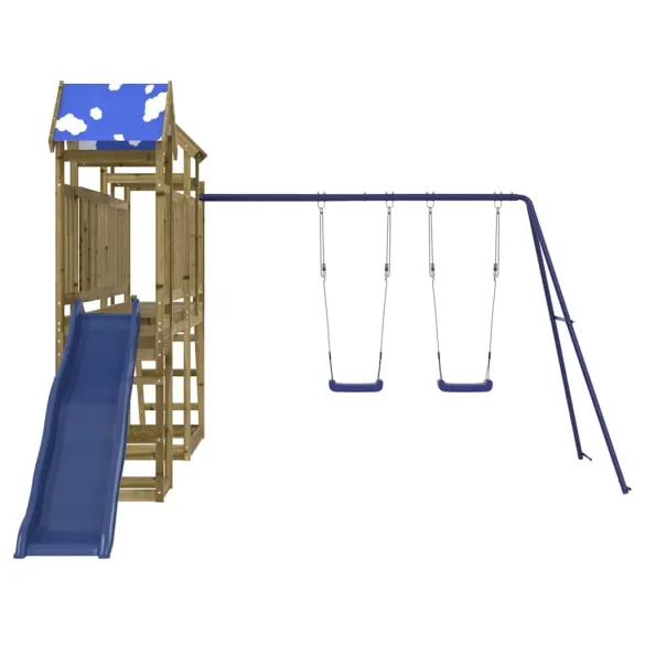 Set Joacă Exterior Lemn Pin - Tobogan și Leagăne