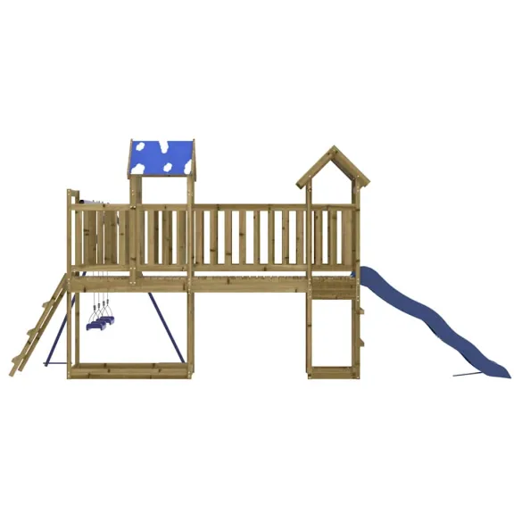Set Joacă Exterior Lemn Pin - Tobogan și Leagăne