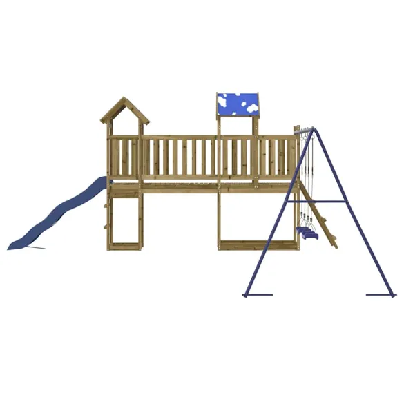 Set Joacă Exterior Lemn Pin - Tobogan și Leagăne
