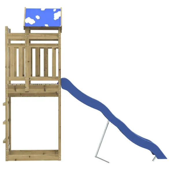 Set Joacă Exterior Lemn Pin cu Tobogan | Livrare Gratuită