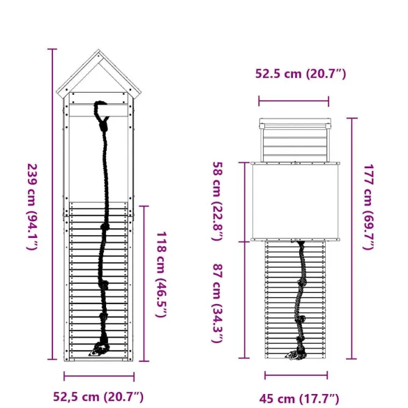 Set Joacă Exterior Lemn Pin - Platformă Cățărare Copii