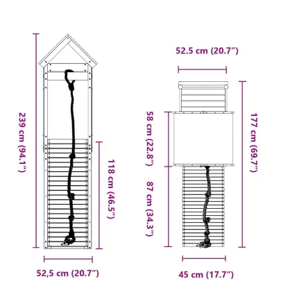 Set Joacă Exterior Lemn Pin - Platformă Cățărare Copii