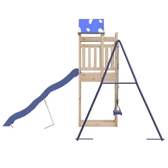 Set Joacă Exterior Lemn Pin cu Tobogan și Leagăn