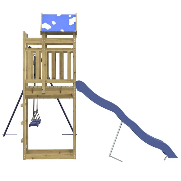 Set Joacă Exterior Lemn Pin cu Tobogan și Leagăn