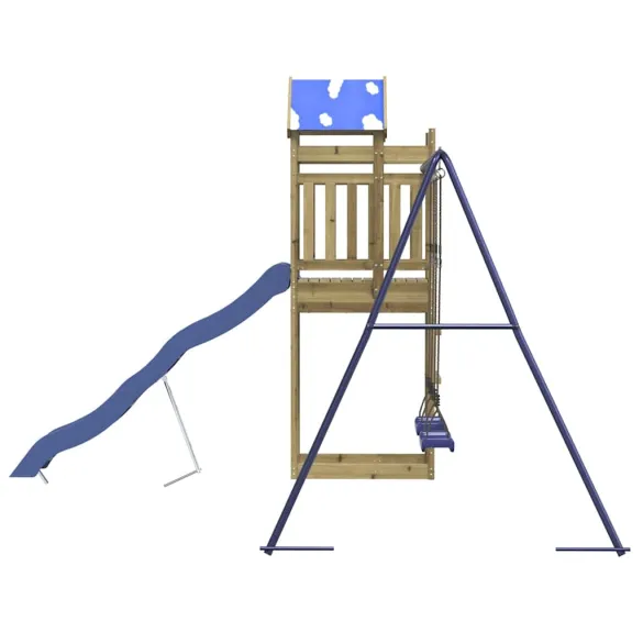 Set Joacă Exterior Lemn Pin cu Tobogan și Leagăn