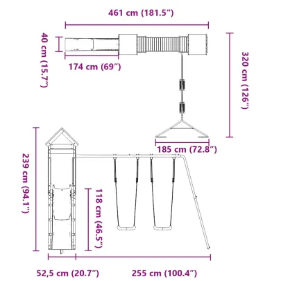 Set Joacă Exterior Lemn Pin | Tobogan Leagăn Grădină