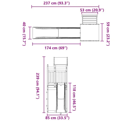 Set joacă exterior lemn masiv pin cu tobogan pentru copii
