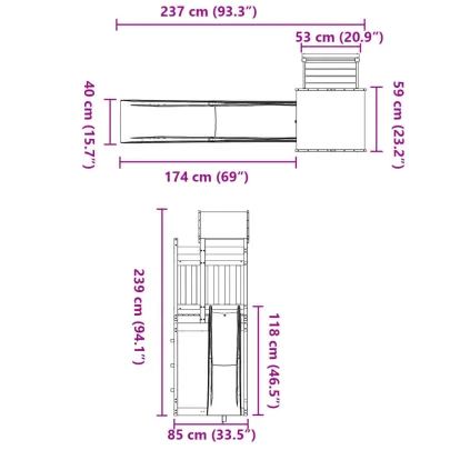 Set Jucărie Grădină Lemn Pin - Turn cu Tobogan Exterior