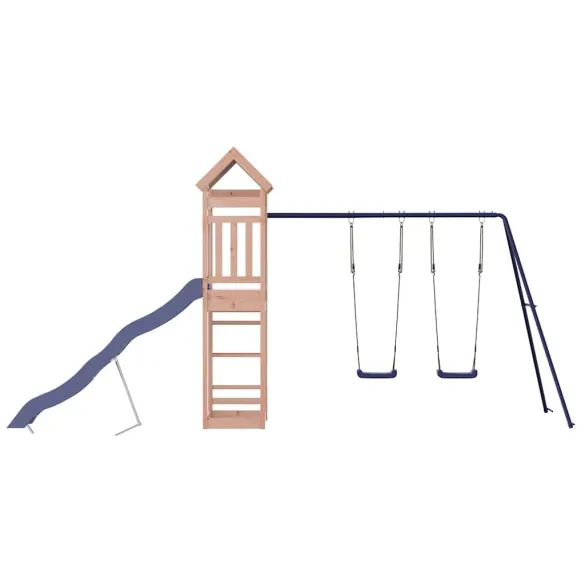 Set de joacă exterior lemn masiv - Tobogan și leagăn