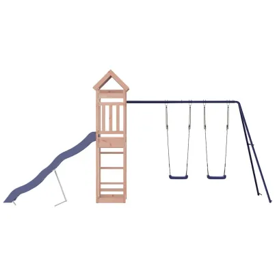 Set de joacă exterior lemn masiv - Tobogan și leagăn