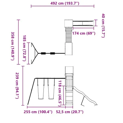 Set joacă exterior lemn pin | Tobogan+Leagăn | Livrare gratuită