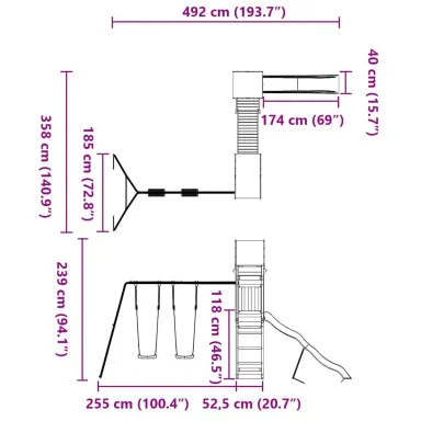 Set Joacă Exterior Lemn Douglas | Tobogan și Leagăn