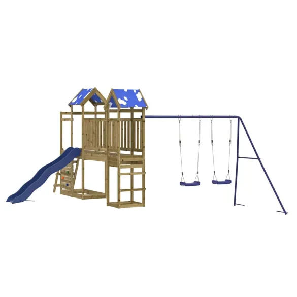 Set Joacă Exterior Lemn Pin - Tobogan și Leagăne