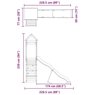 Set Joacă Exterior Lemn Pin cu Tobogan | Livrare Gratuită