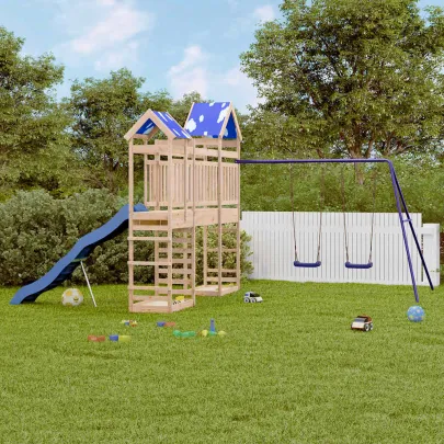 Set Joc Exterior Lemn Masiv Pin cu Tobogan și Leagăn
