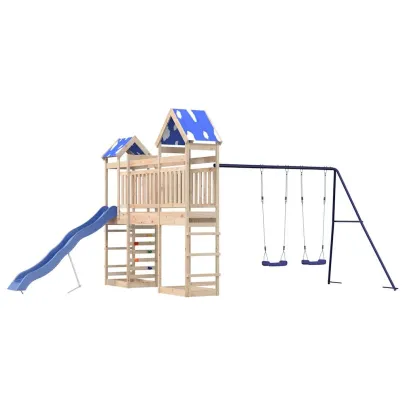 Set Joc Exterior Lemn Masiv Pin cu Tobogan și Leagăn