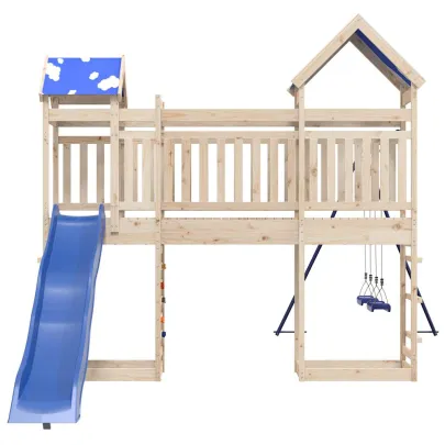 Set Joc Exterior Lemn Masiv Pin cu Tobogan și Leagăn
