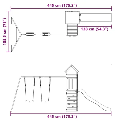 Set Joacă Exterior Lemn Douglas | Tobogan și Leagăne