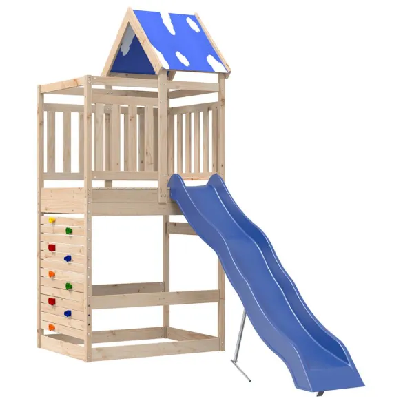 Set joacă exterior lemn masiv pin cu tobogan