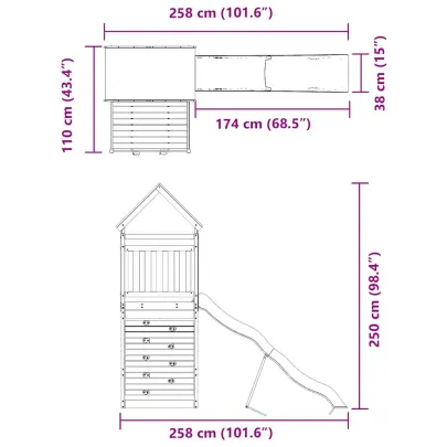 Set Joacă Exterior Lemn Pin cu Tobogan | Livrare Gratis