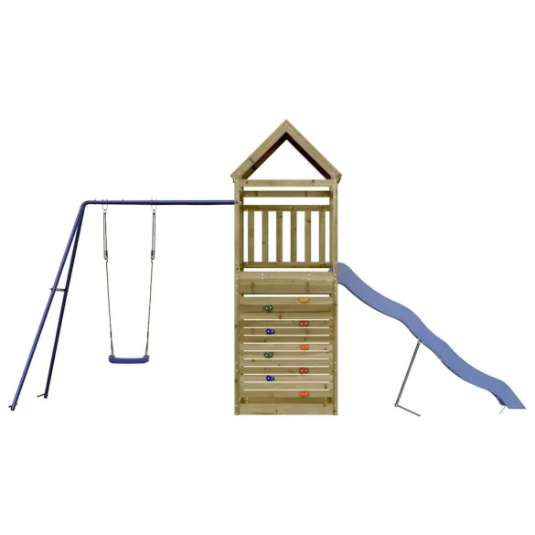 Set Joacă Exterior Lemn Pin cu Tobogan și Leagăn