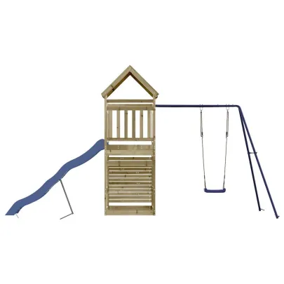 Set Joacă Exterior Lemn Pin cu Tobogan și Leagăn