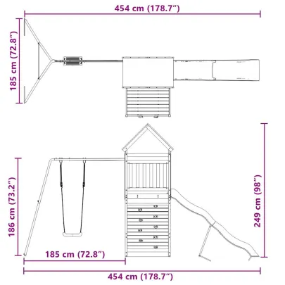 Set Joacă Exterior Lemn Pin cu Tobogan și Leagăn