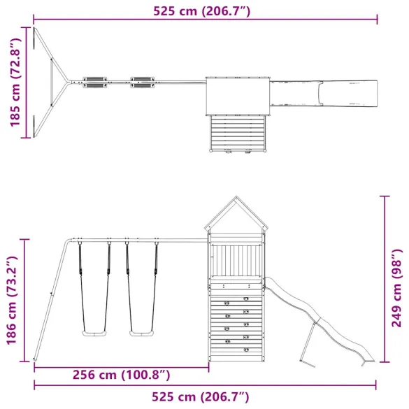 Set de joacă exterior lemn masiv de pin cu tobogan