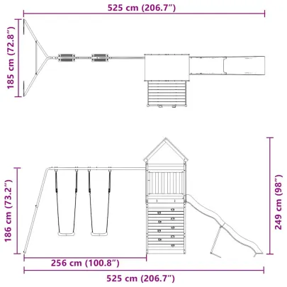 Set de joacă exterior lemn masiv de pin cu tobogan
