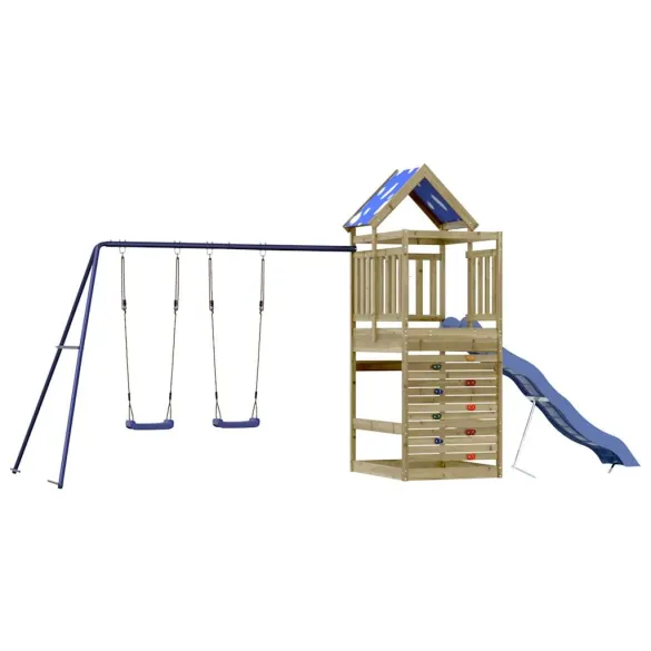 Set Joacă Exterior Lemn Pin | Tobogan și Leagăn
