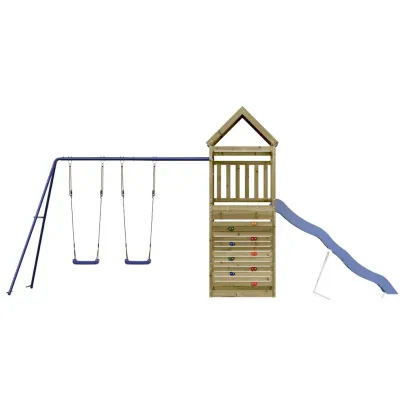 Set Joacă Exterior Lemn Pin | Tobogan și Leagăn