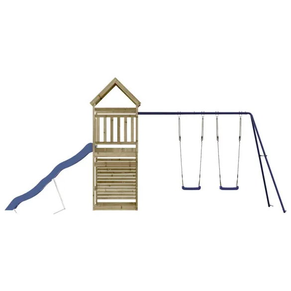 Set Joacă Exterior Lemn Pin | Tobogan și Leagăn