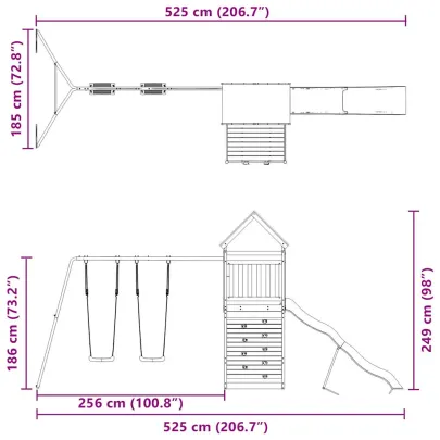 Set Joacă Exterior Lemn Pin | Tobogan și Leagăn