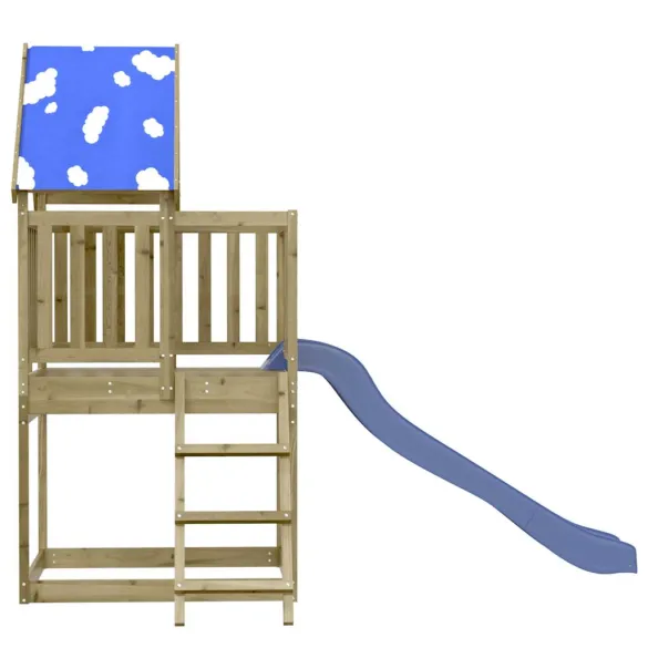 Set Joacă Exterior Lemn Pin cu Tobogan | Livrare Gratuită