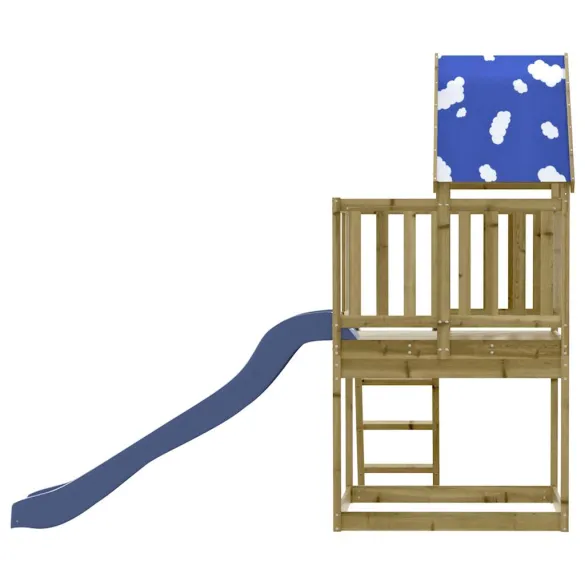 Set Joacă Exterior Lemn Pin cu Tobogan | Livrare Gratuită