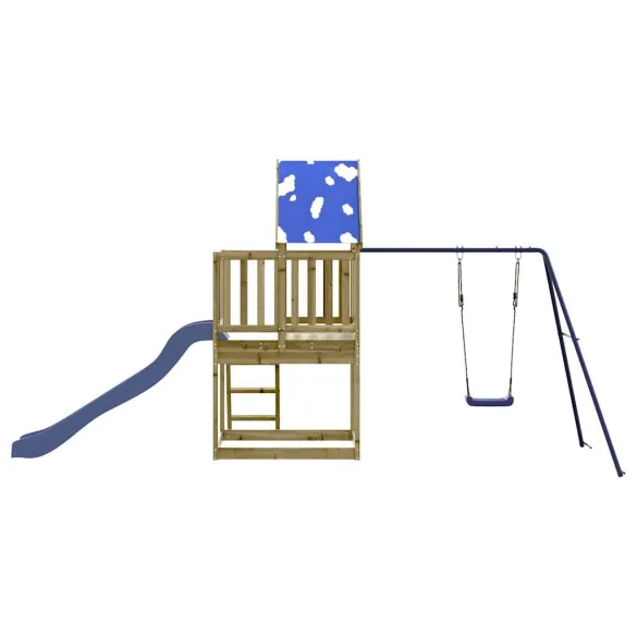 Set Joacă Exterior Lemn Pin cu Tobogan și Leagăn
