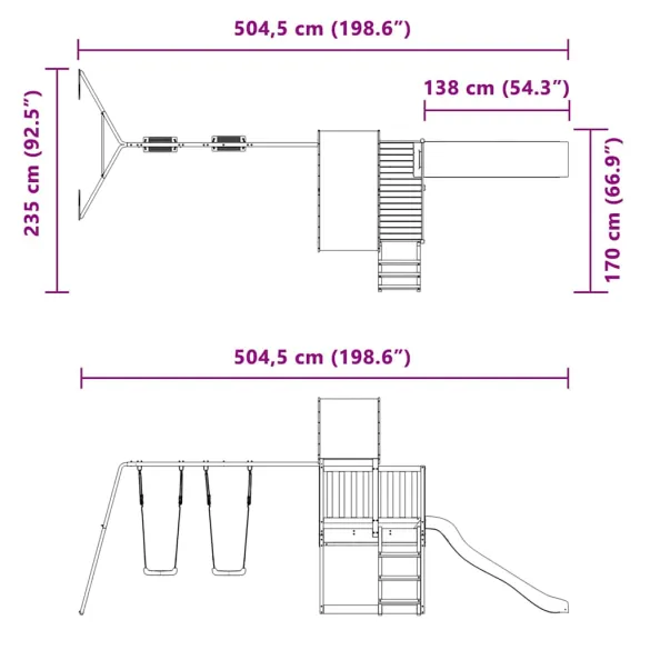 Set joacă exterior lemn pin - Tobogan și leagăne copii