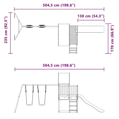 Set joacă exterior lemn pin - Tobogan și leagăne copii