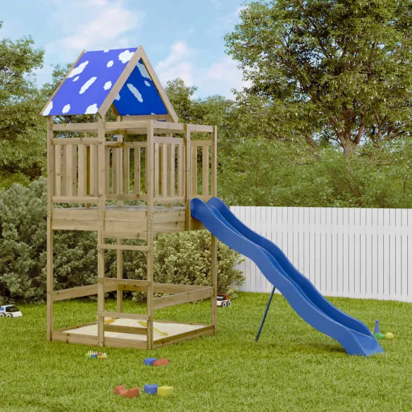 Set Joacă Exterior Lemn Pin cu Tobogan | Livrare Gratis