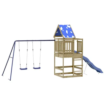 Set Joacă Exterior Lemn Pin cu Tobogan și Leagăn