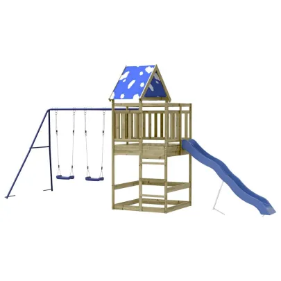 Set Joacă Exterior Lemn Pin cu Tobogan și Leagăn