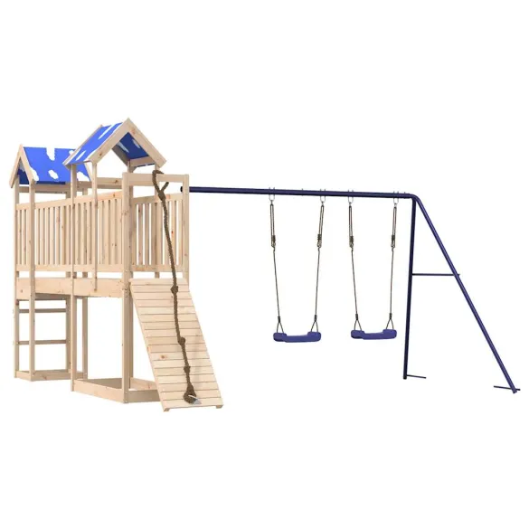 Set joacă exterior lemn masiv pin - Cadru cățărat cu leagăn