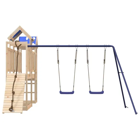 Set joacă exterior lemn masiv pin - Cadru cățărat cu leagăn