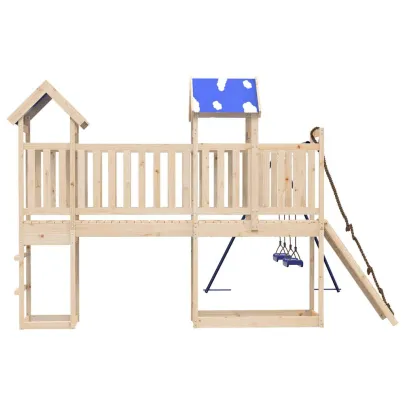Set joacă exterior lemn masiv pin - Cadru cățărat cu leagăn