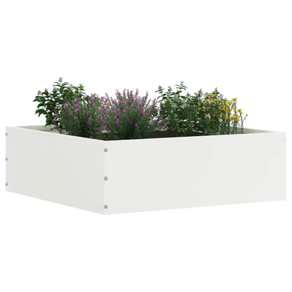 Margine Gazon Albă Oțel 40x40x13 cm | 6 Piese