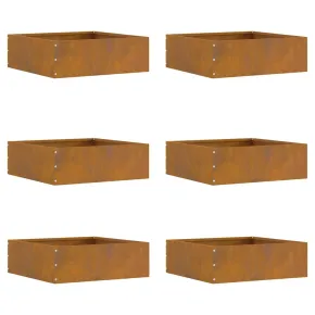 Margini Gazon Ruginite Oțel | 6 Bucăți 40x40x13 cm