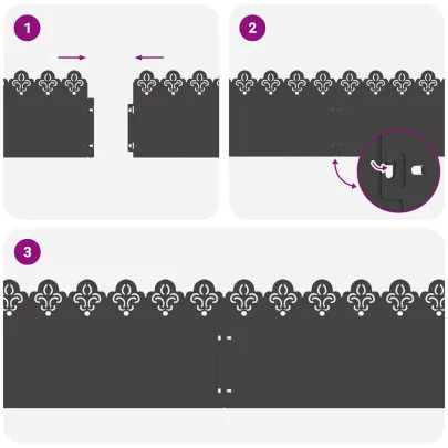 Borduri Metalice Gazon 10 pcs Negru | Livrare Gratuita