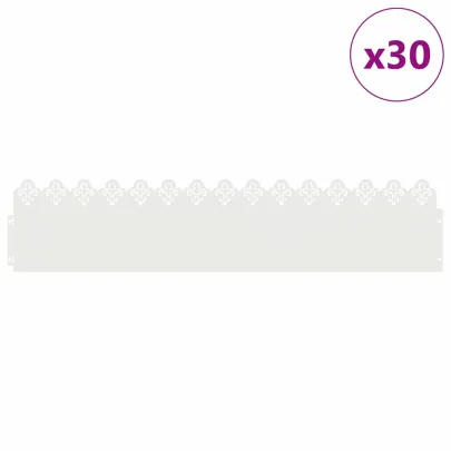 Borduri Gazon Metalice Alb 30pcs | Delimitare Grădină